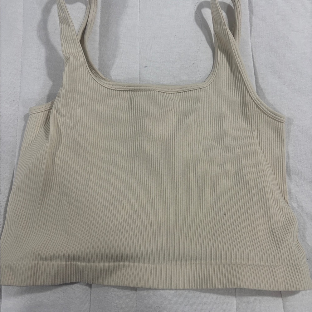 SHEIN Beige Ribbed Crop Top